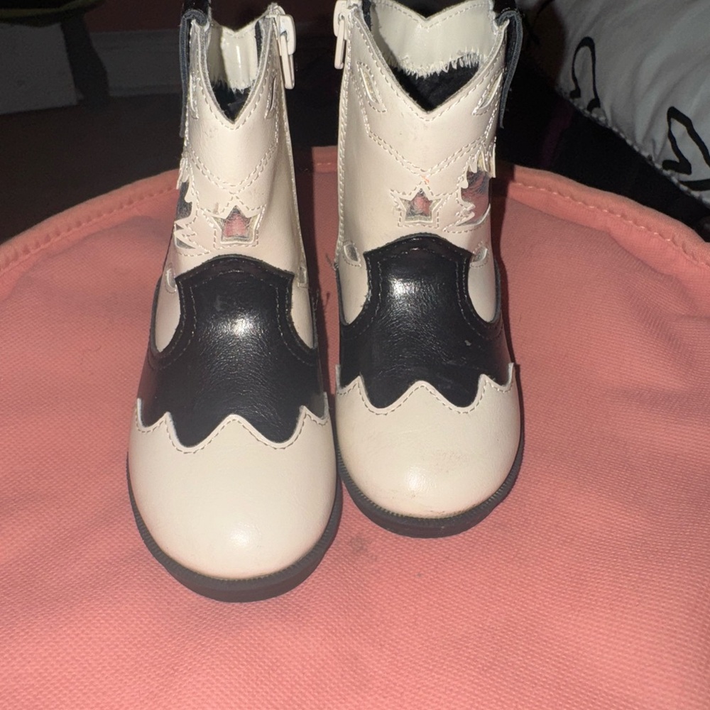 Kids Western Style Boots - Black and White
